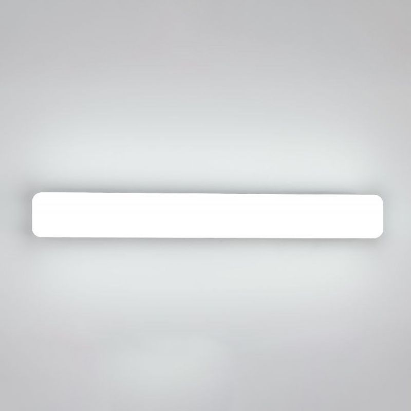 Linear Wall Light Fixture Modern Plastic 1 Light LED Mirror Light for Bathroom in White