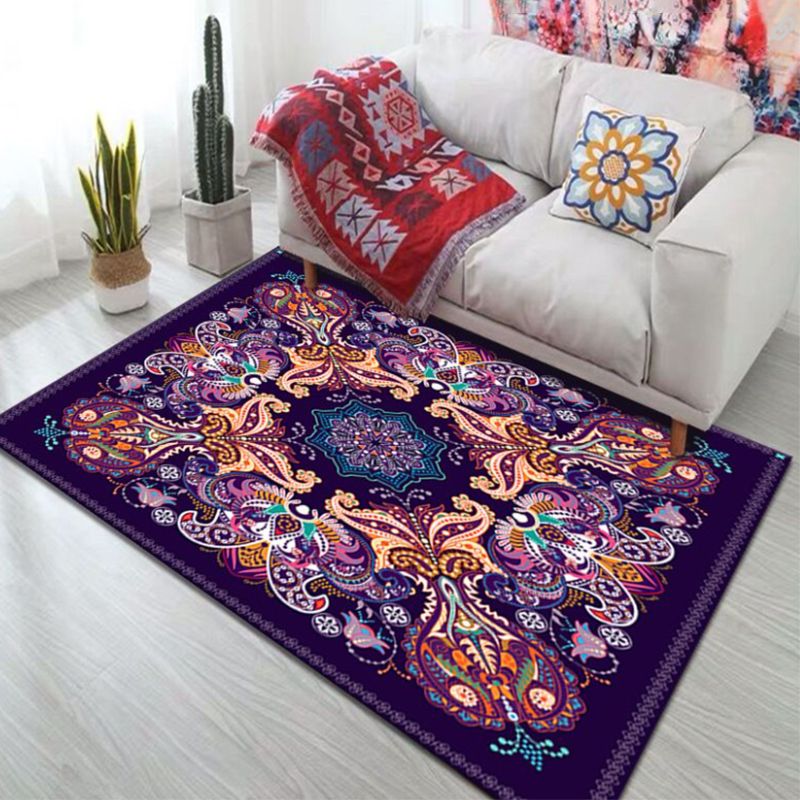 Geel Boheems tapijt polyester grafisch tapijt Non-slip achterstappert tapijt voor woonkamer