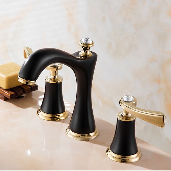 Modern Vessel Faucet Brass 2 Handles Low Arc Vessel Faucet for Home