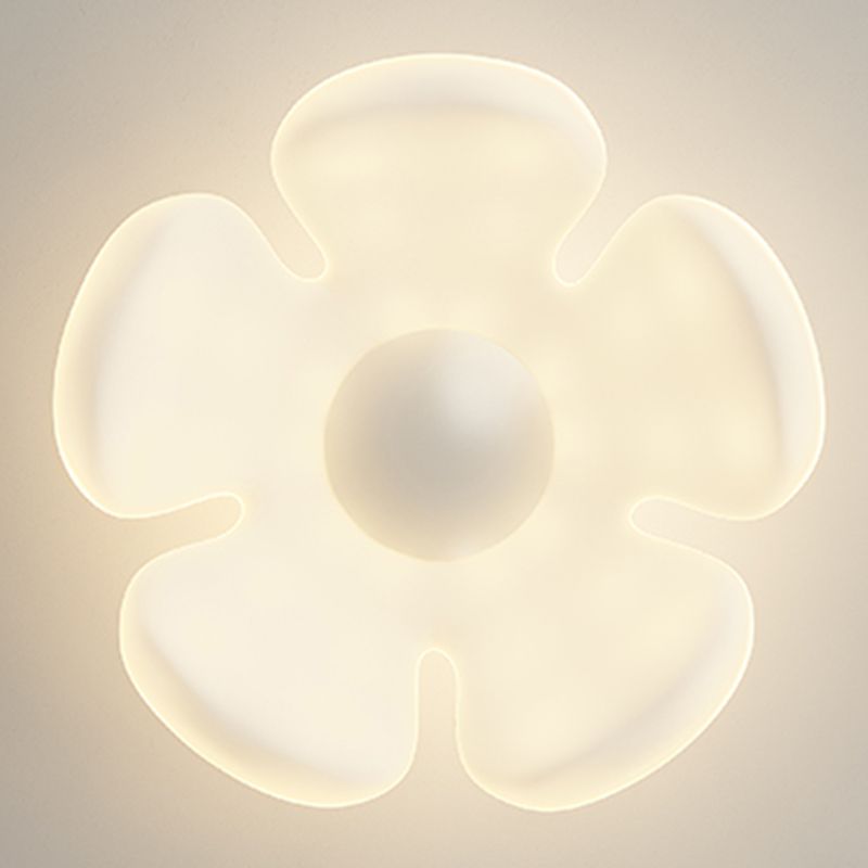 LED Modern Flush Mount Flower Shape Ceiling Light with Plastic Shade for Living Room