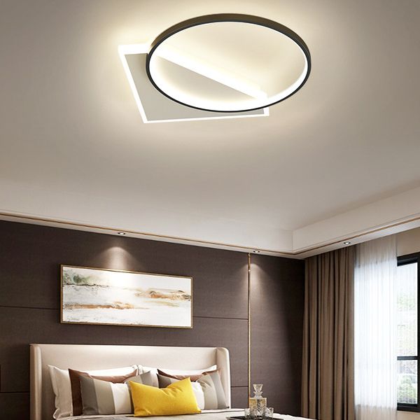 Acrylic 2-Light Ceiling Light in Modern Style Geometric Flush Mounted in Black and White