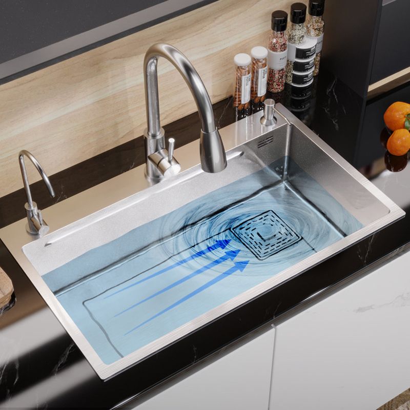 Modern Kitchen Sink Stainless Steel with Grid Strainer and Faucet Workstation Sink