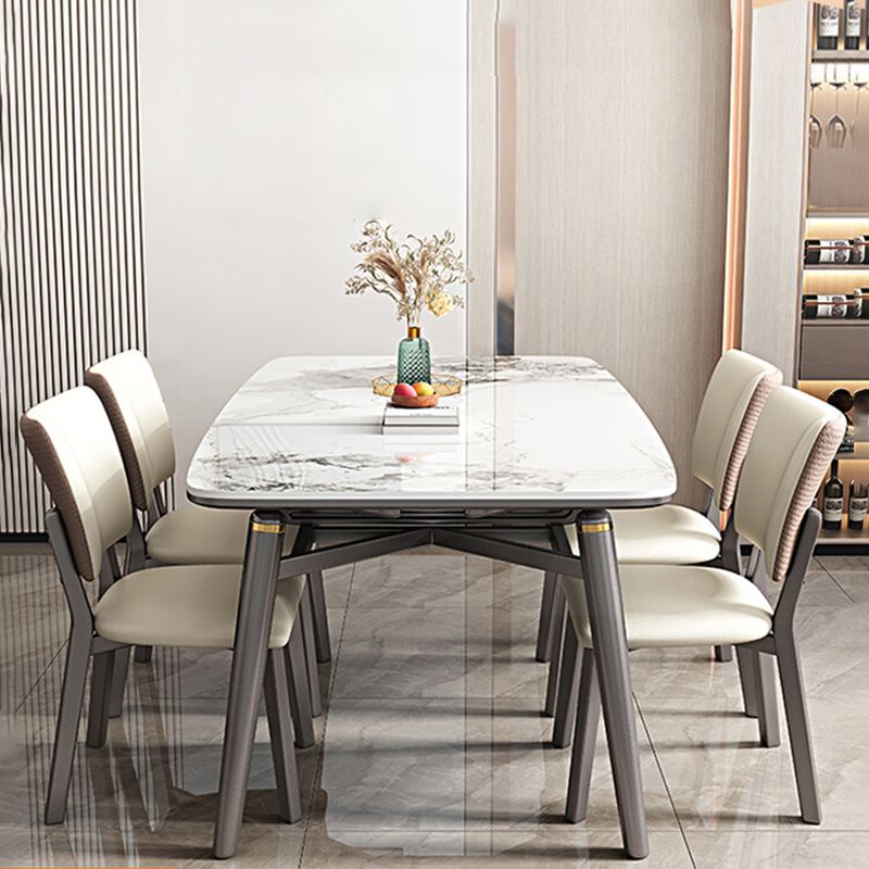 1/5/7 Pcs Modern Stone Round Shape Dinette Table with Upholstered Chair