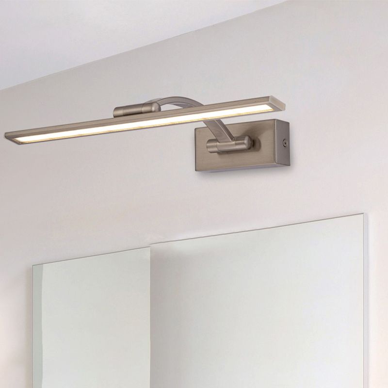 Single Silver Finish Contemporary Bathroom Vanity Light LED Bath Bar