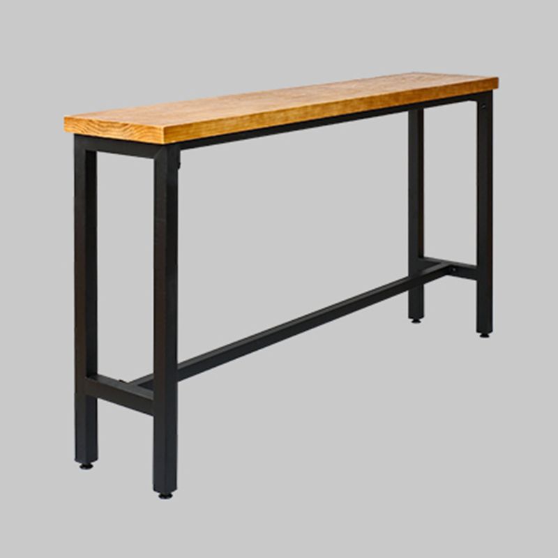 Industrial Natural Bistro Bar Desk Footrest Pine Solid Wood Bistro Bar Table