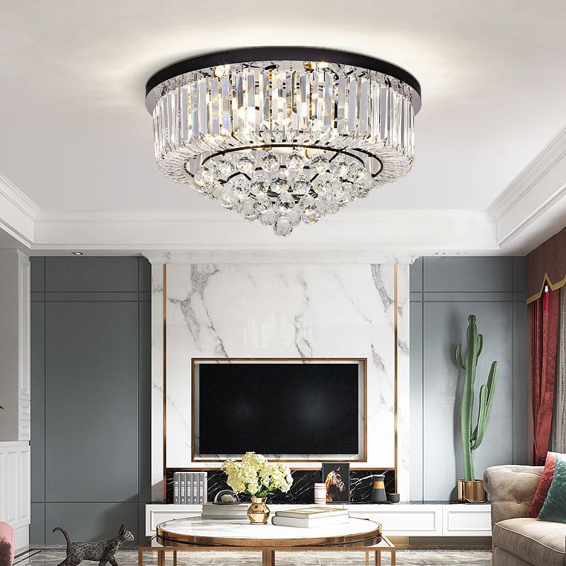 Crystal Round Flush Mount Lights Contemporary Style Multi Lights Flush Ceiling Light