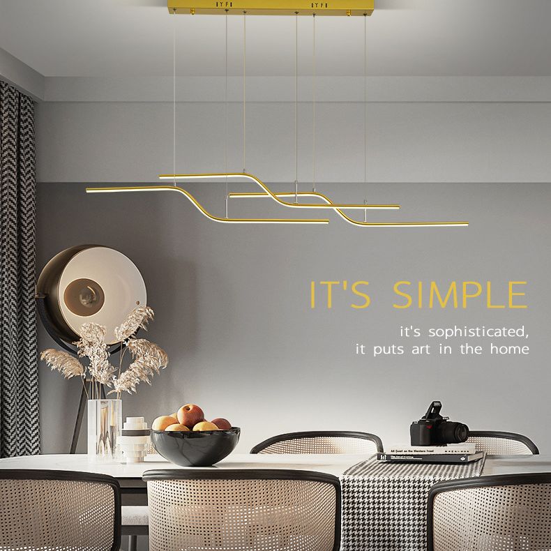 Lampe suspendue métallique à lustre linéaire ultra-moderne avec cordon suspendu pour restaurant