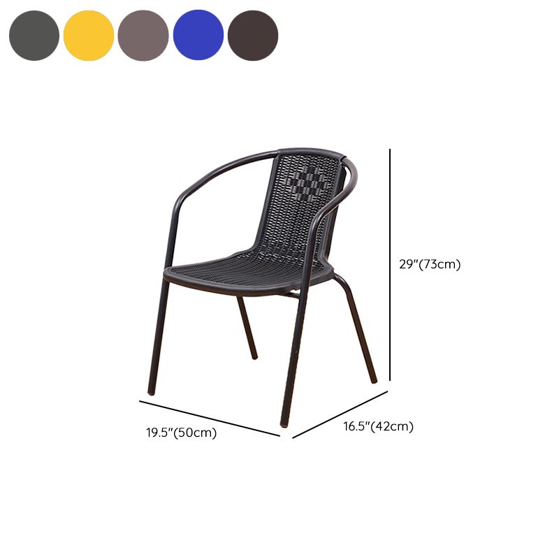 Tropical Rattan Outdoor Bistro Chairs Stacking Outdoors Dining Chairs with Arm