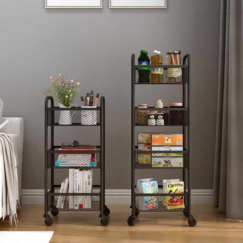 Glam Style Standard Bookcase Metal Closed Back Bookshelf with Wheels