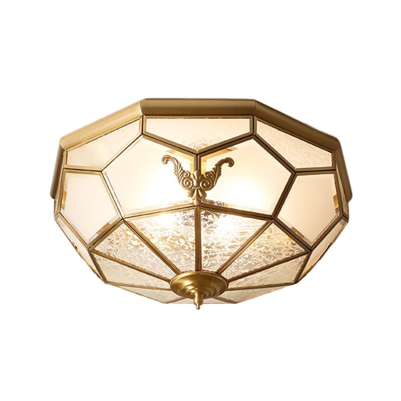 Colonial Style Ceiling Light Simple Flush Mount Ceiling Lamp with Glass Shade for Bedroom