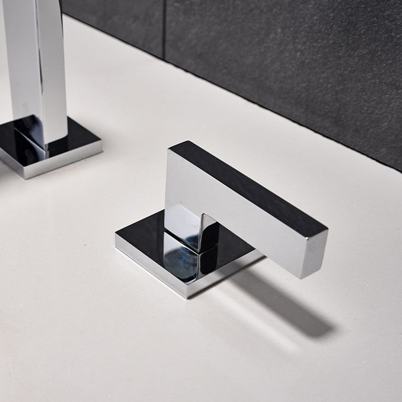 Square 2-Handle Bathroom Faucet 3 Hole Widespread Lavatory Faucet