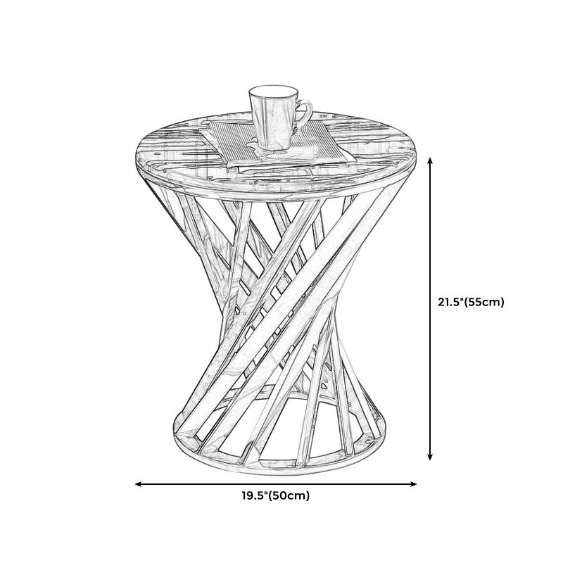 Contemporary Style Round Side End Table Metal Frame Side Table