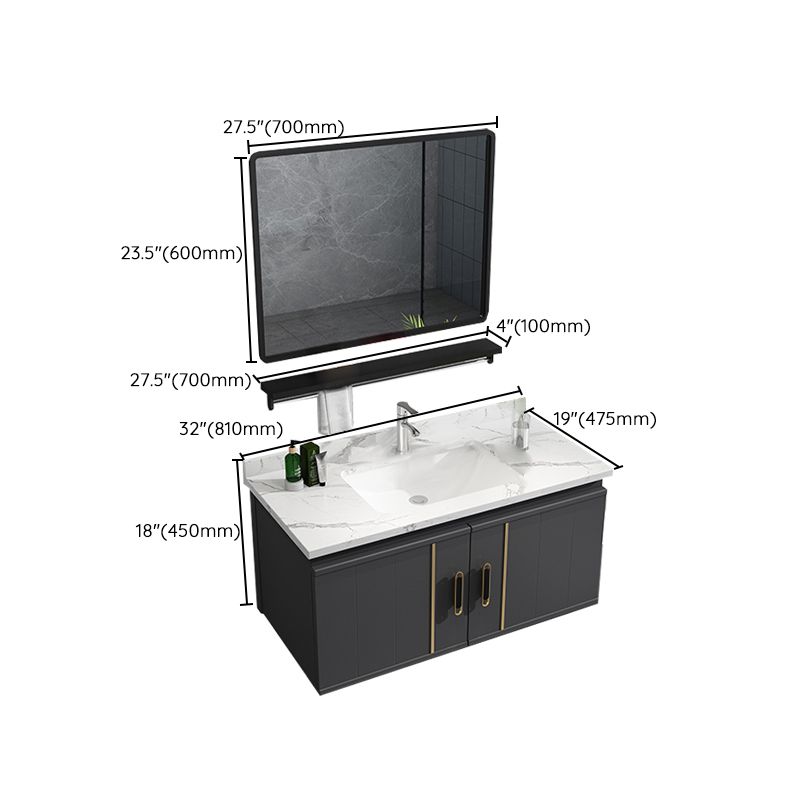 Modern Bathroom Vanity Set Wall Mount Bathroom Sink Vanity with Mirror