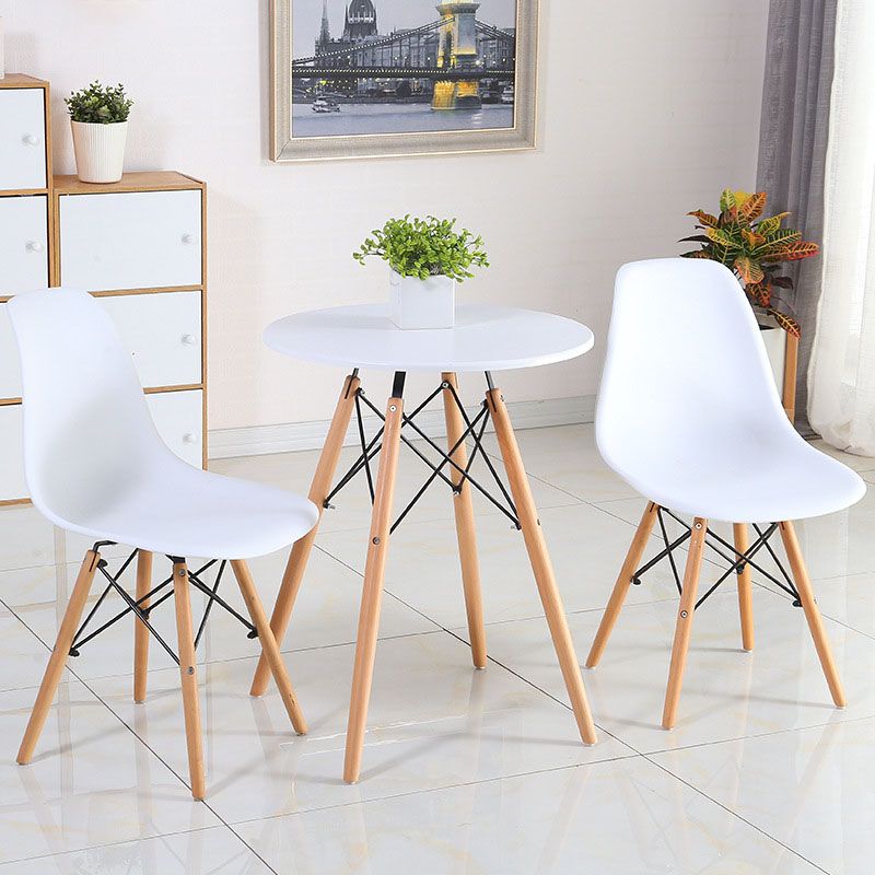 Modern Plastic Home Side Chair Matte Finish Solid Back Dining Chair