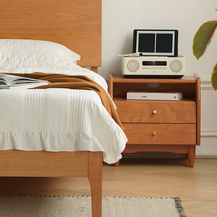 Solid Wood Bed Nightstand Classic Modern Bedside Cabinet for Bedroom