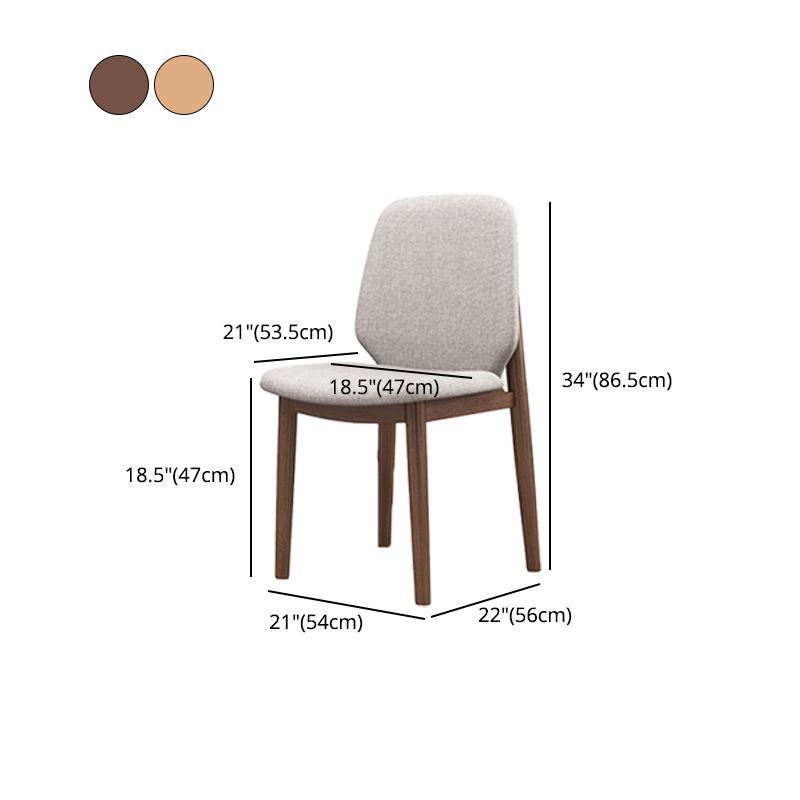 Scandinavian Style Linen Dining Chairs Solid Back Chair for Home