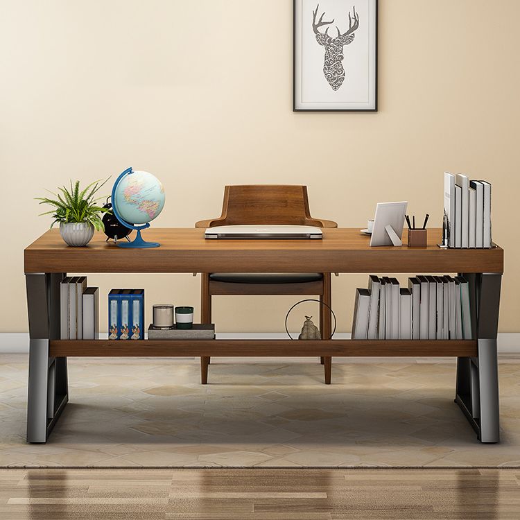 Natural Wood Computer Desk Industrial Rectangular Office Desk