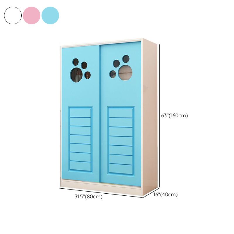 Manufactured Wood Kids Closet Modern Style Wardrobe Closet with Sliding Door