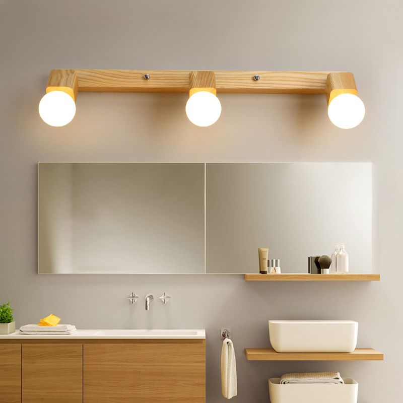 Nordic Mirror Cabinet Vanity Lighting Ideas Wooden LED Vanity Light for Dressing Table