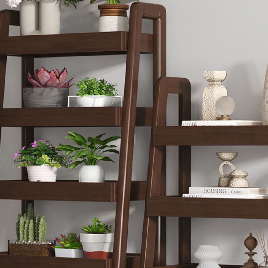 Ladder Contemporary Bookshelf Wooden Open Back Bookcase with Shelves