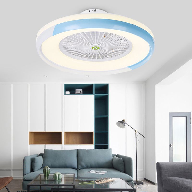 LED Round Ceiling Fan Light 23.6 Inch Modern Fan Lighting Fixture