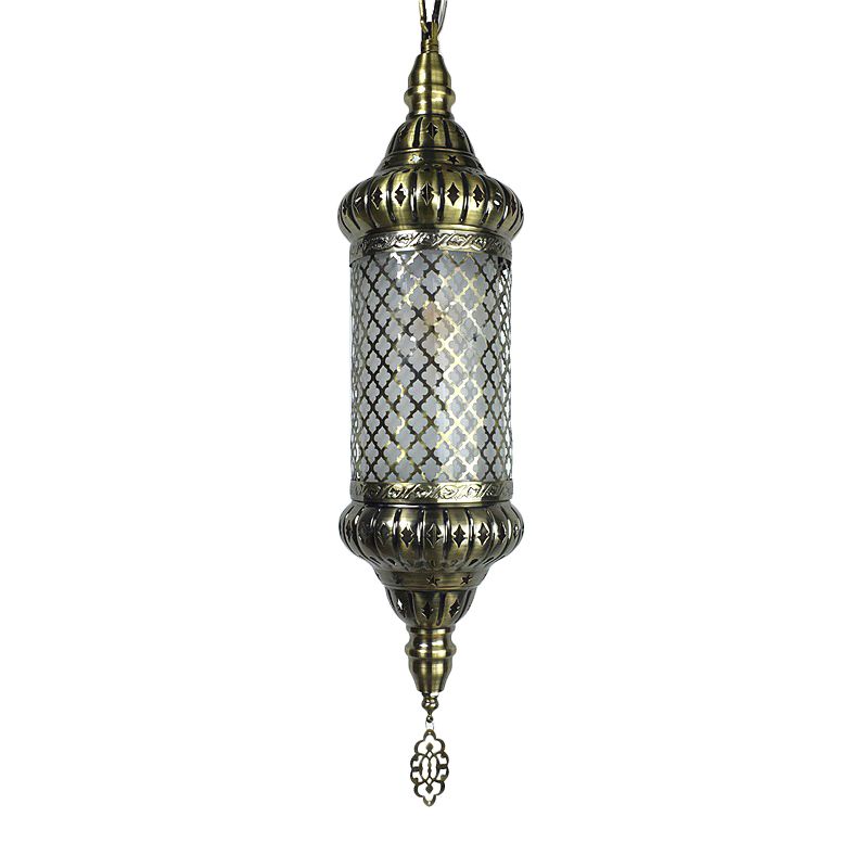 Cilíndrico de metal iluminación colgante decorativa 1 lámpara de suspensión de techo de bombilla en bronce