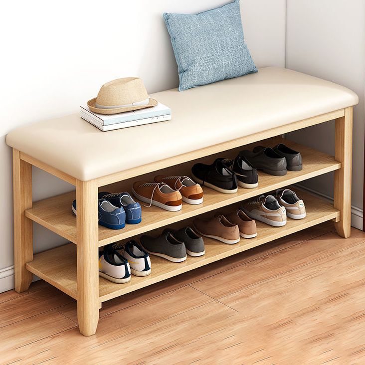 11.81 Inch Wide Seating Bench Rubberwood Bench with Shoes Storage