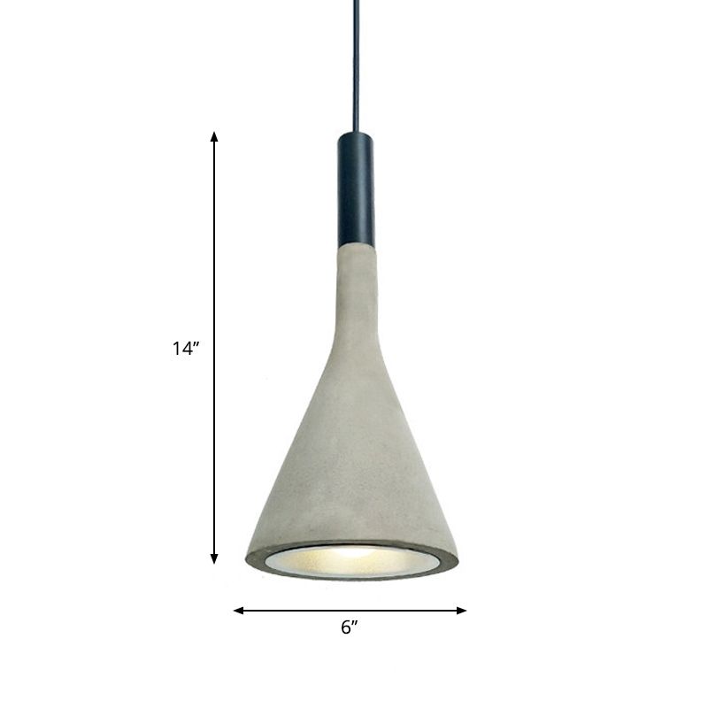 Nordic Trichterform hängende Lampe 1-Lichtzement Deckenheizlicht in Schwarz und Grau