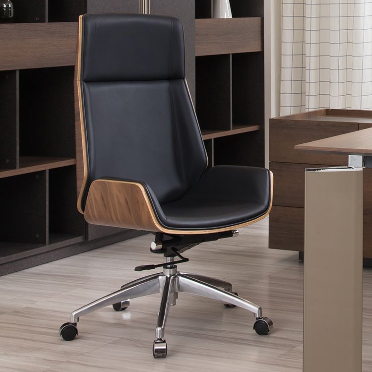 High Back Office Chair Leather Seat with Fixed Armrest Adjustable with Office Chair