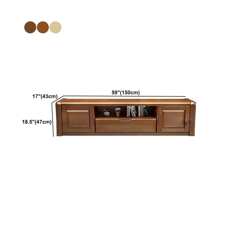 Rubber Wood TV Stand Contemporary TV Cabinet with Doors and Drawers