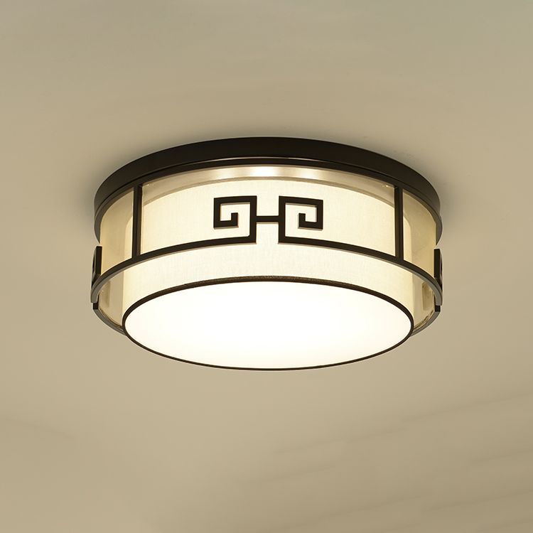 Traditional Creative Flush Mount Fabrics Geometric Ceiling Light in Black