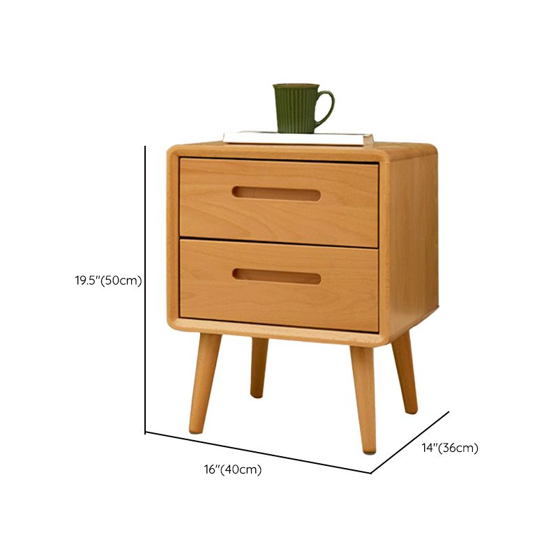 Scandinavian Wooden Accent Table Nightstand 20" Tall with 2 Drawers