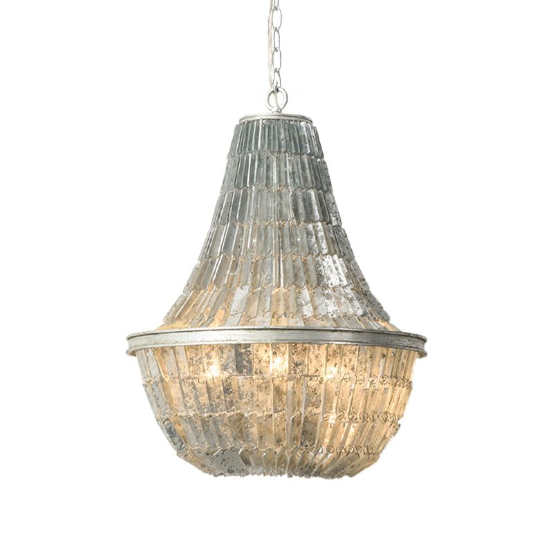 Teardrop Chandelier Light Fixture Modernism Shell 3 Lights Pendant Light Fixture in Silver