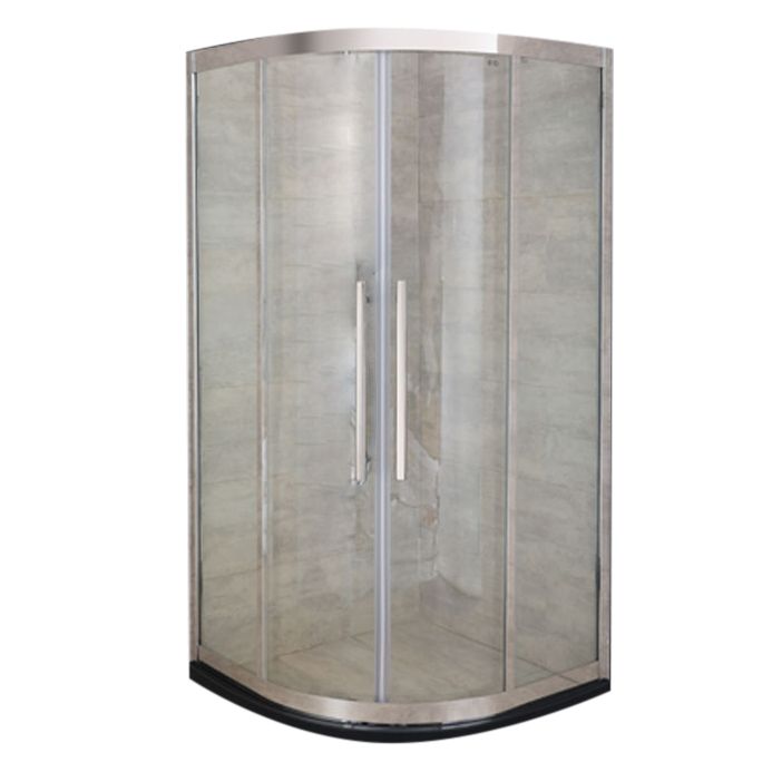 Double Sliding Round Shower Enclosure Clear with Fixed Panel