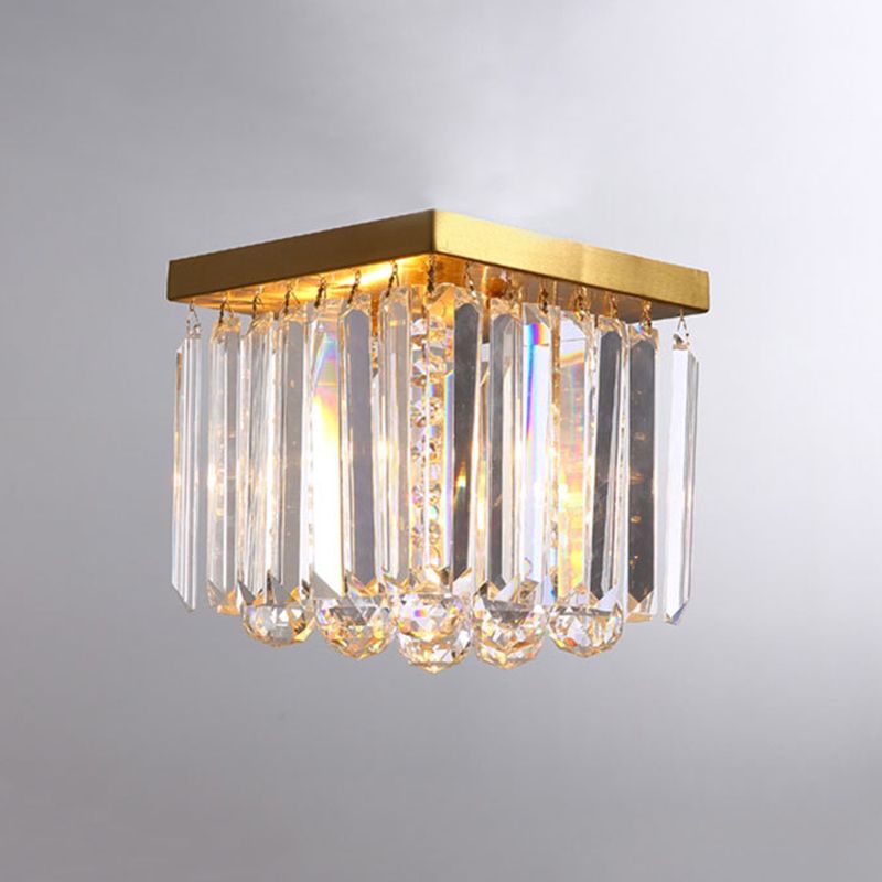 American Style Ceiling Light Geometry Shape Ceiling Lamp with Crystal Shade for Bedroom