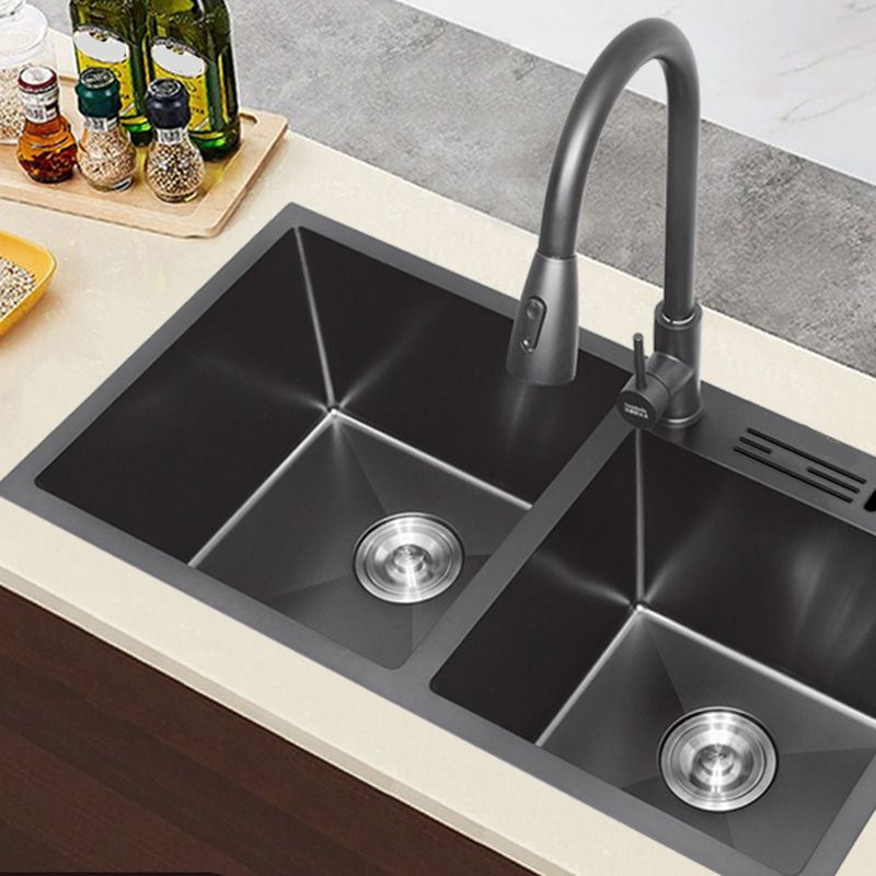 Classic Style Kitchen Sink Stainless Steel Kitchen Double Sink with Drain Strainer Kit