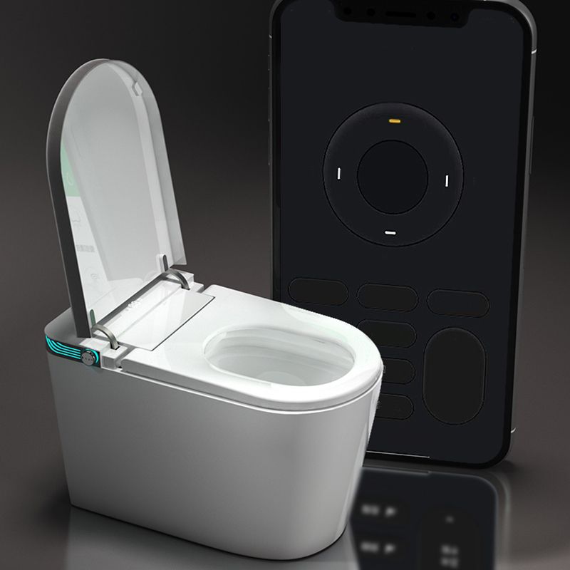 White Finish Elongated Floor Mount Bidet with Foot Sensor and Heated Seat