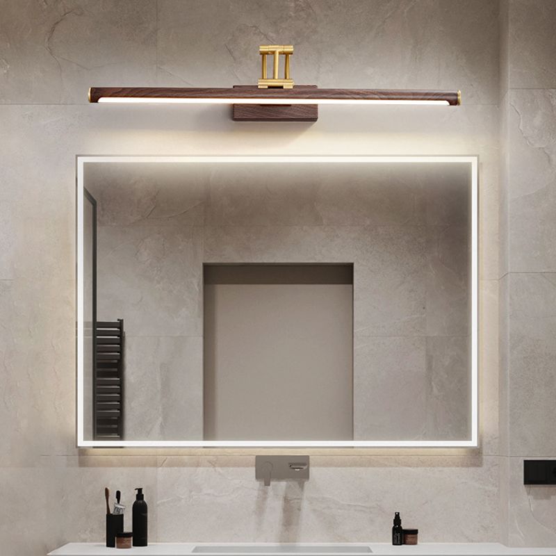 Nordic Brass Adjustable Vanity Light Strip Brown LED Mirror Light for Bathroom