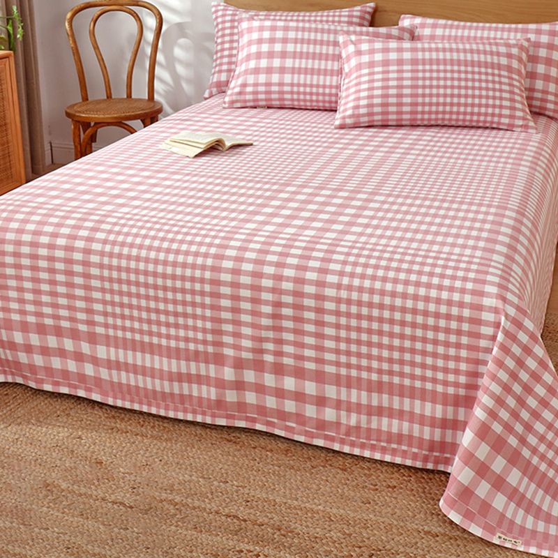 Fitted Sheet Cotton Checkered Printed Breathable Wrinkle Resistant Bed Sheet Set