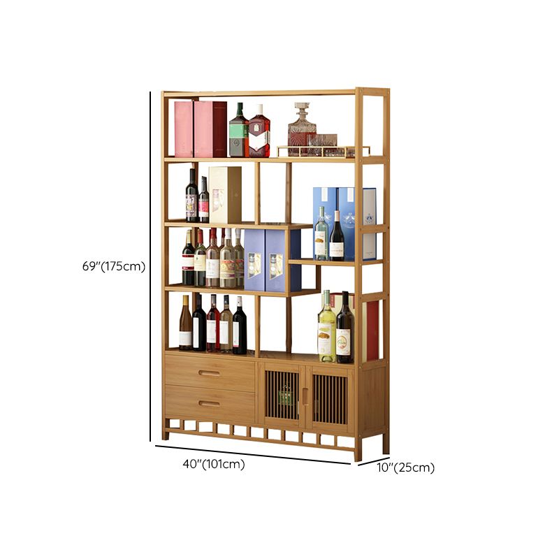 Floor Wine Rack Solid Wood Wine Bottle Rack with Shelves for Living Room