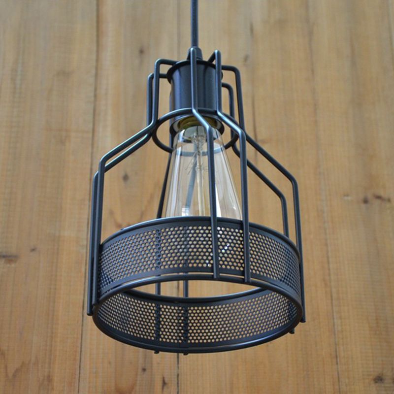 Industrial Classic Single Pendant Light Wrought Iron Hanging Lamp for Interior Spaces