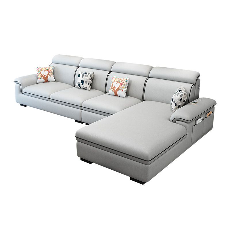 Scandinavian 4-Seater Sectional with Pillow Top Arm and Storage