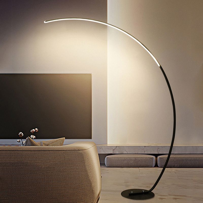 Aluminum Arc Shaped Floor Lamp Minimalist LED Standing Light for Living Room