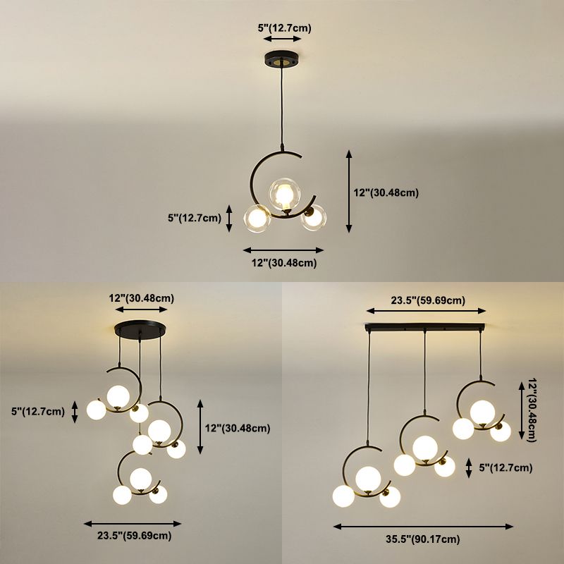 Glass Orbs Chandelier Pendant Modern Style Hanging Light Fixture for Dining Room