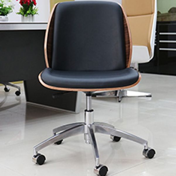 Armless Conference Chair with Chrome Frame Modern Leather Office Chair