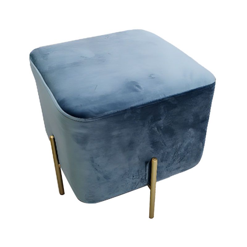 Modern Pouf Ottoman Velvet Upholstered Fade Resistant Square Ottoman with Metal Legs