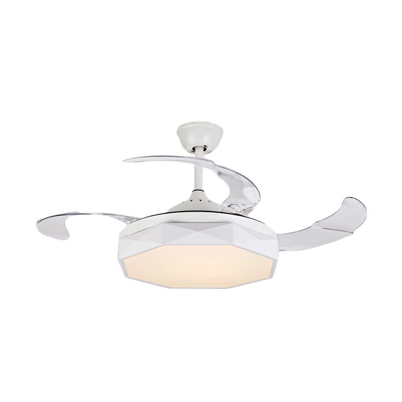 Prismy Living Room Ceiling Fan Light Metallic 15.5" Wide LED Nordic Semi Flush Mount, 4 Blades