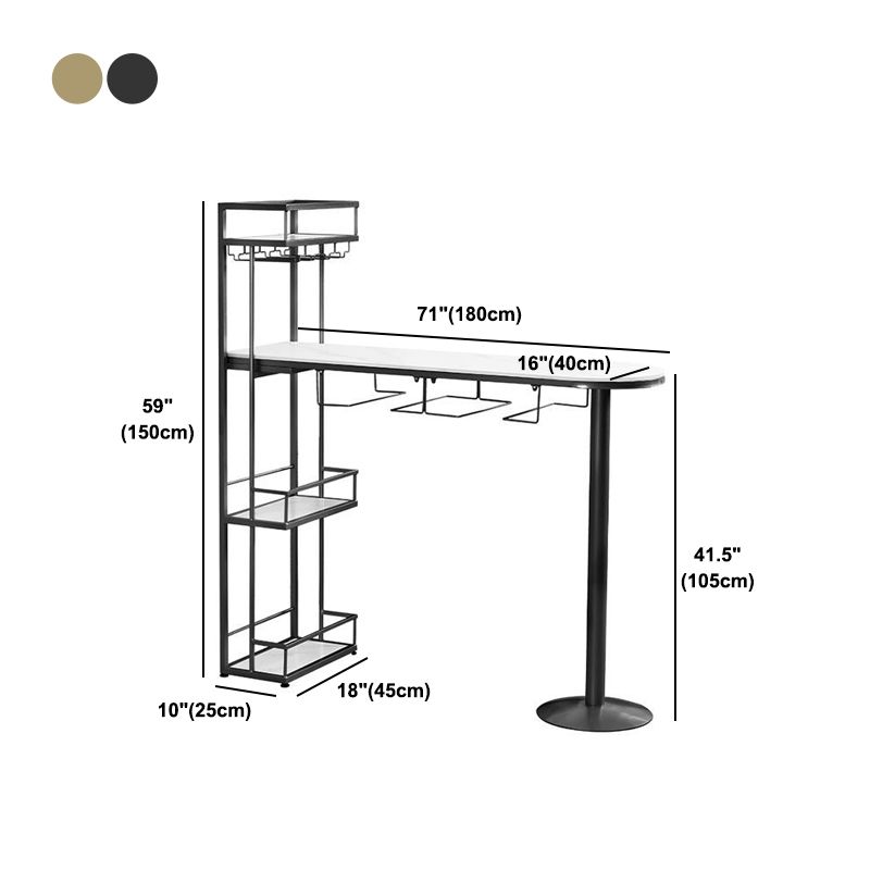 Contemporary Style Stone Bar Counter Table Metal Bar Counter Table