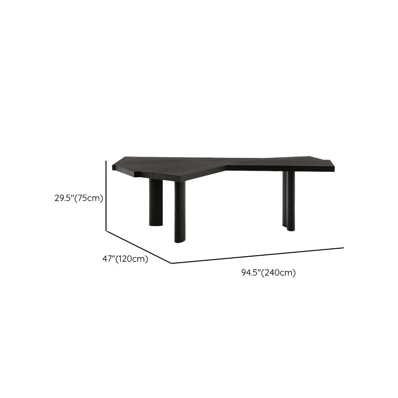 Free Form Shaped Office Laptop Table Wood Writing Desk in Black with 3 Legs