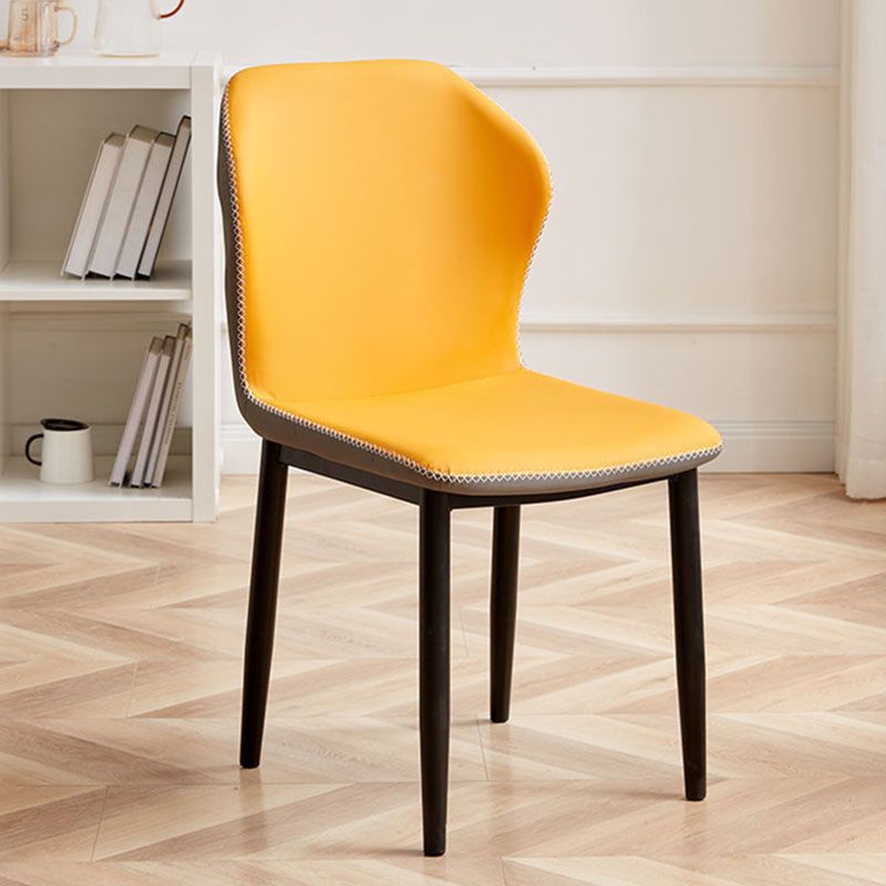 Contemporary Steel Dining Chair Wingback Side Furniture in Matte Finish for Indoor